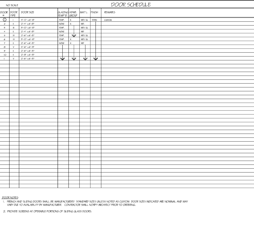 Blank Door Schedule Template