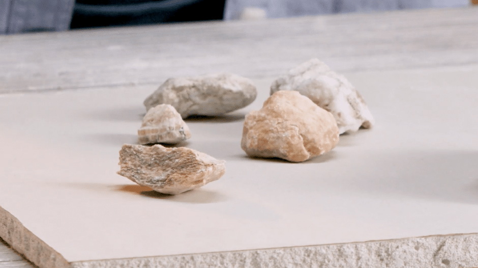 Different types and sizes of gypsum rock