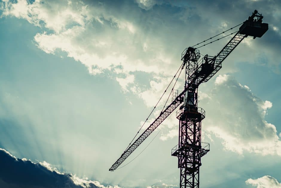 Large construction crane with a blue sky in the background