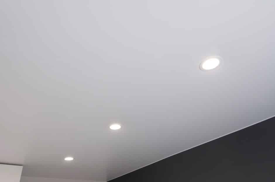 Recessed lighting on a ceiling