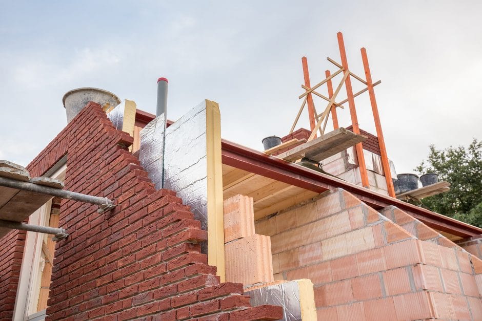 Construction building of new european house with insulation